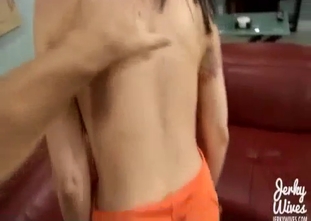 Dark-haired mom in red gets fucked by her own son